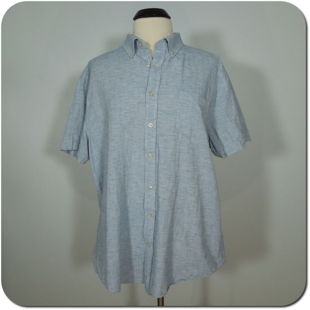 SONOMA Shirt XL Mens Blue Button Front Short Sleeves Front Pocket Modern Fit